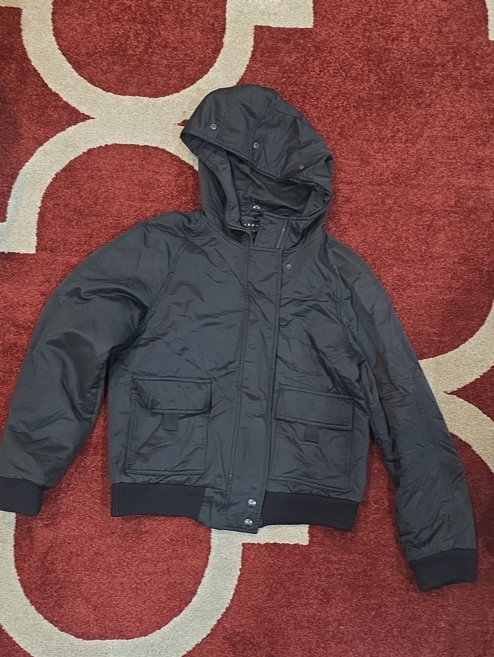 Theory Womens Hooded Bomber Jacket - Black